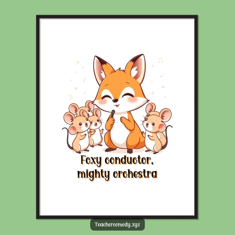 Funny Free Printable Wall Art: Fox Conducting Mice Choir - Downloadable Decor!