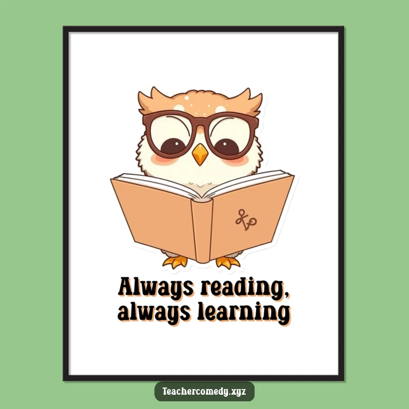 Free Printable Wall Art: Intellectual Owl Reading for a Humorous, Cozy Space
