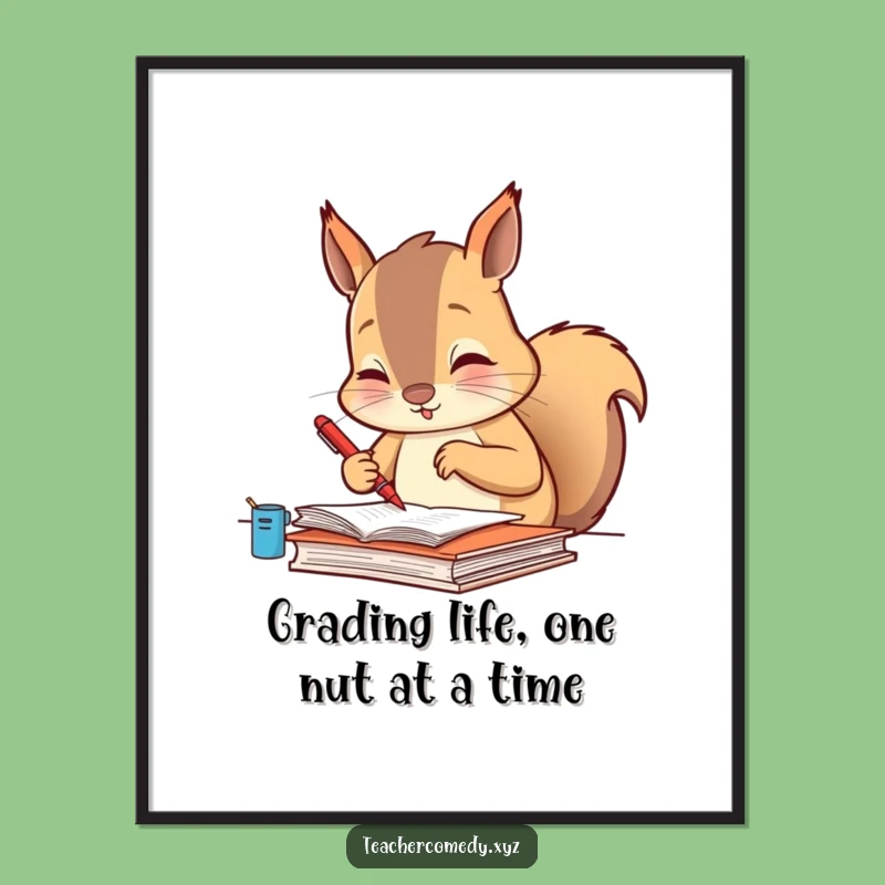 Free Printable Squirrel Wall Art: Hilarious Diligent Grader, Meticulous Squirrel Decor