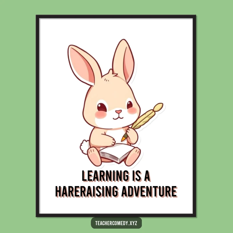 Free Printable Rabbit Wall Art: Curious Scholar's Quill & Ink - Funny Downloadable Home Decor Gift