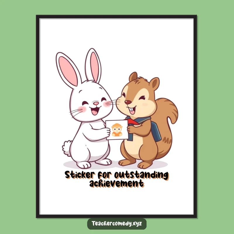 Funny Free Printable Wall Art: Bunny Sticker Scene for Kids Rooms, a Cute Downloadable Gift