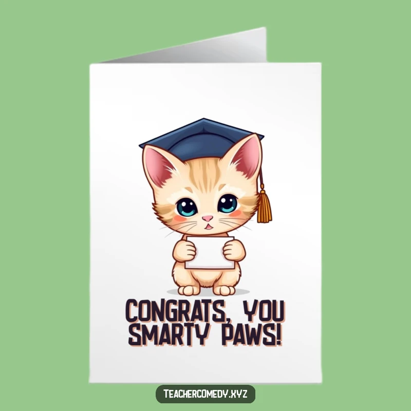 Free Printable Graduation Kitten Birthday Card - Funny Smarty Cat Downloadable Greeting