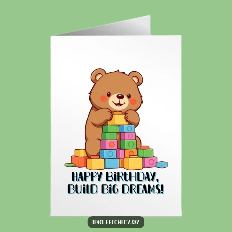 Free Printable Birthday Card: Bear Builder - Construct Fun Download!