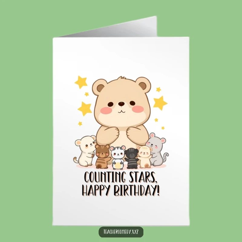 Free Printable Birthday Card: Bear Cub's Star Class, Hilarious Downloadable Gift for a Fun Birthday