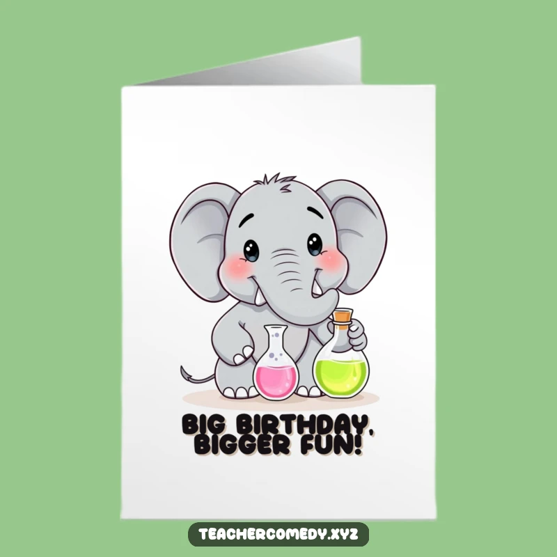 Free Printable Birthday Card: Elephant Scientist - Fun Experiment Downloadable Gift
