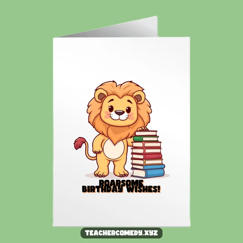 Free Printable Birthday Card: Wise Lion & Books Downloadable Gift