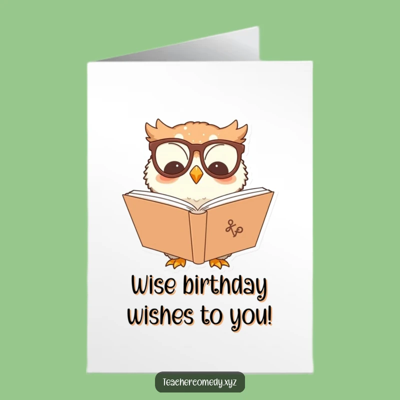 Free Printable Birthday Card: Wise Owl Reads 'Happy Birthday' for a Smart Celebration