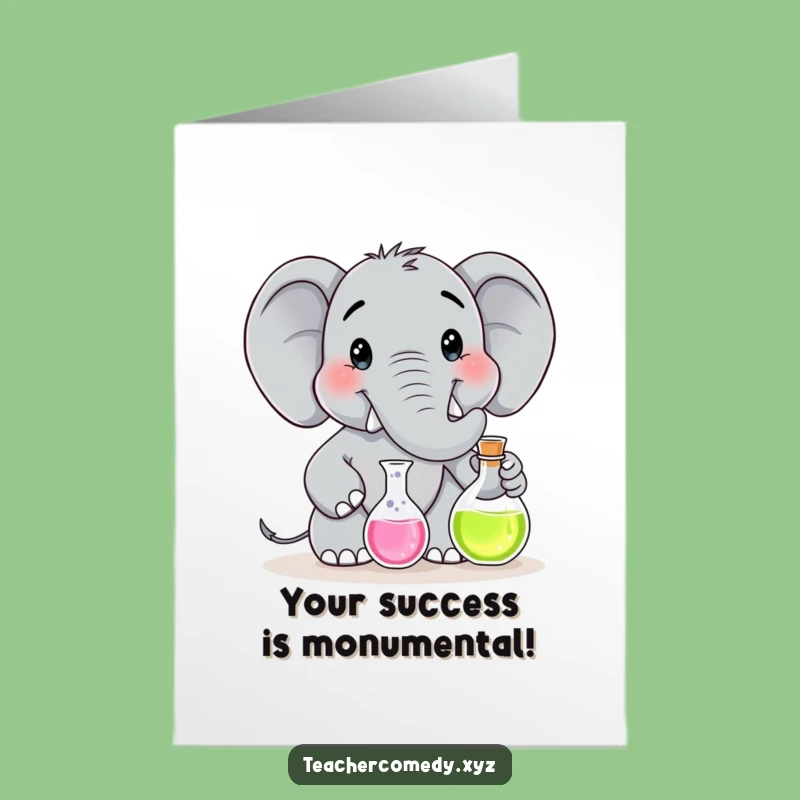 Free Printable Congrats Card: Elephant Chemist - Breakthrough Downloadable Gift