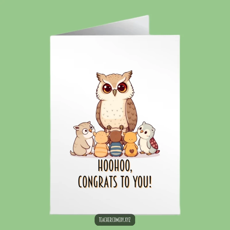 Free Printable Congrats Card: Wise Owl Advising Critters, Downloadable Success Gift