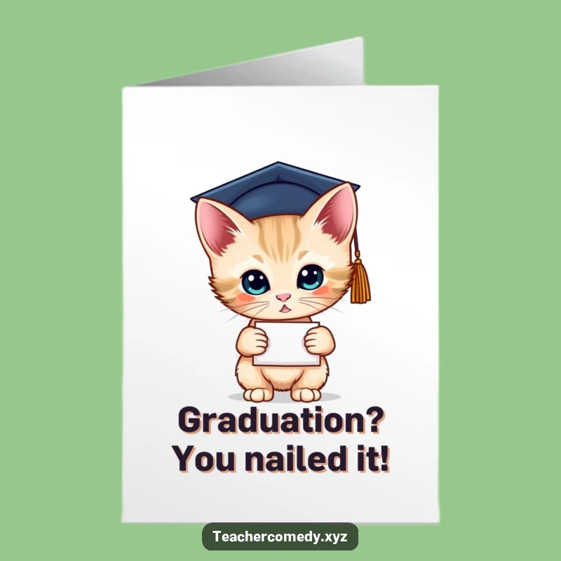 Free Printable Graduation Kitten Congrats Card - Funny Diploma Downloadable Greeting