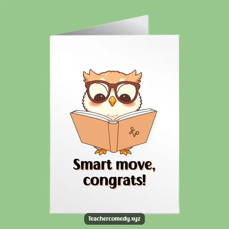 Free Printable Congrats Card: Wise Owl Celebrates Success by Reading a Big Book