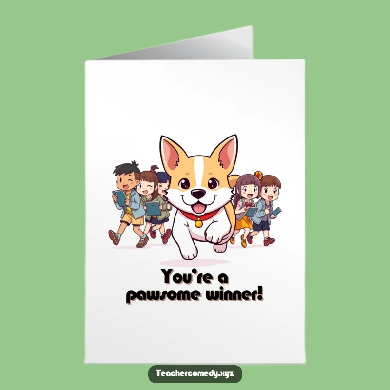 Free Printable Congrats Card: Dog Leads Student Success, Downloadable Gift