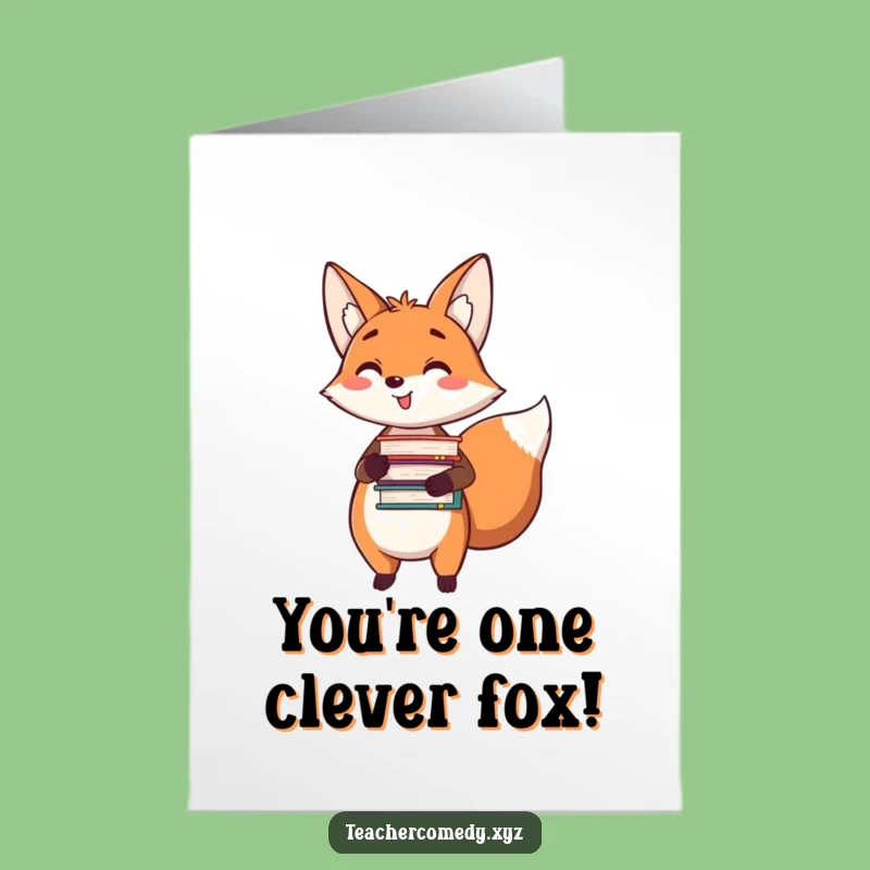 Free Printable Congrats Card: Bookish Fox, Hilarious Downloadable Gift for Smart Achievers