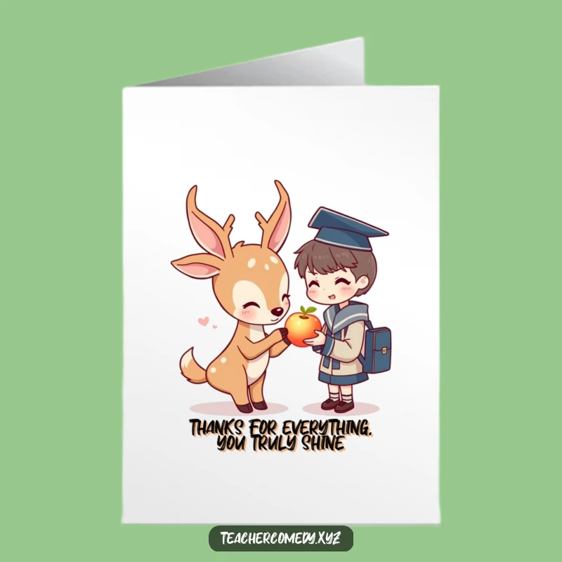 Free Printable Deer Teacher Thank You Card - Funny Downloadable Gift for Educators