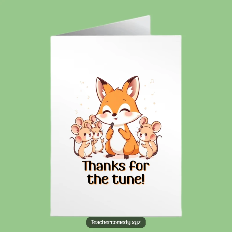 Free Printable Thank You Card: Fox & Mice Choir - Downloadable Gratitude!