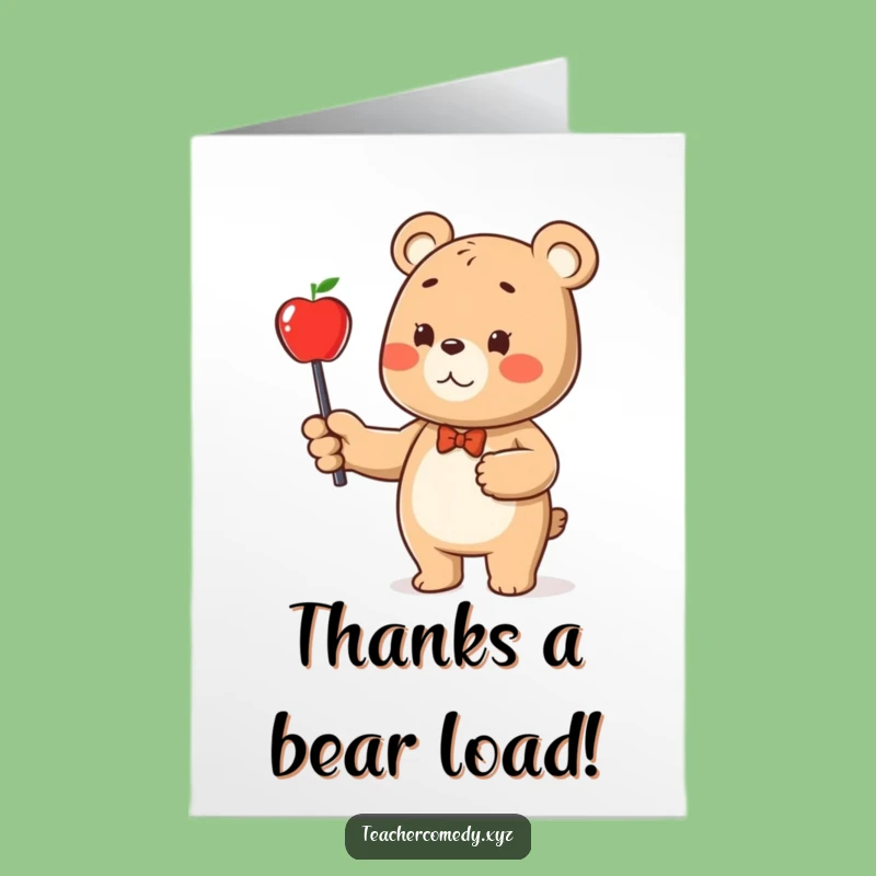 Free Printable Thank You Card: Bear Points to Thanks (Apple!) with Humor
