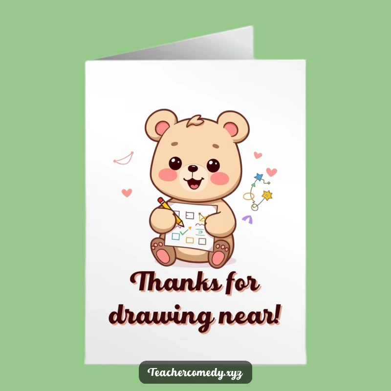 Free Printable Kawaii Bear Thank You Card - Funny Diagram Greeting Funny Downloadable Gift