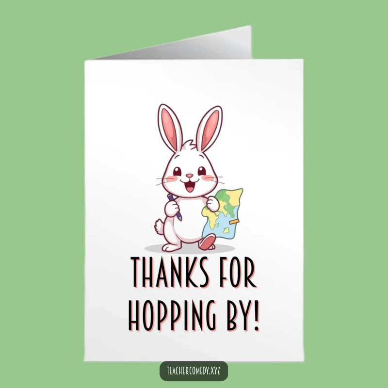 Free Printable Rabbit Thank You Card: Excited Hare Expresses Gratitude with a Planned Surprise