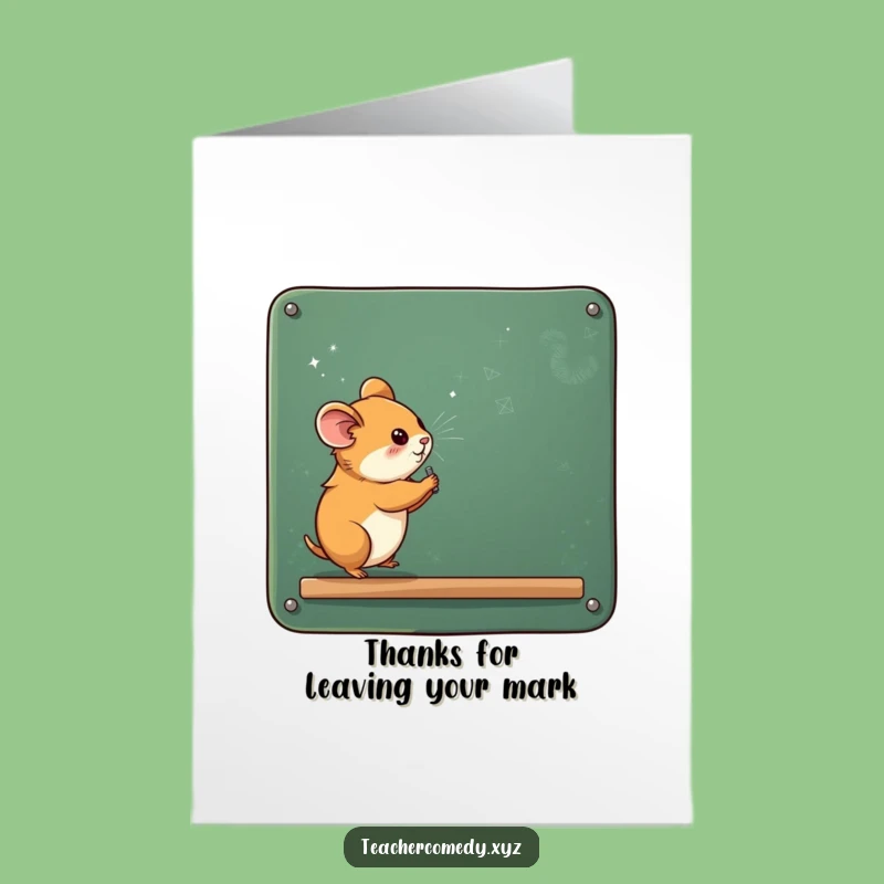 Free Printable Thank You Card: Humorous Hamster Chalkboard Note, Adorable Downloadable Design