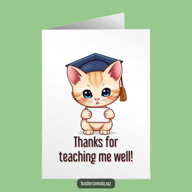Free Printable Graduation Kitten Thanks Card - Funny Smart Cat Downloadable Greeting