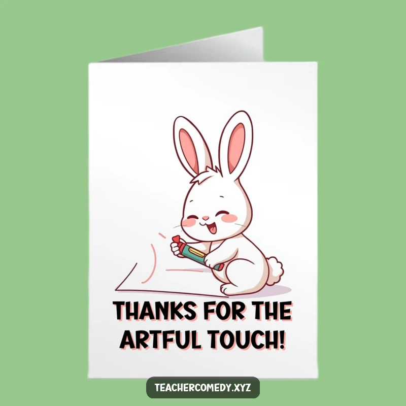 Free Printable Thank You Card: Rabbit Draws Big Thanks Downloadable Fun Gift
