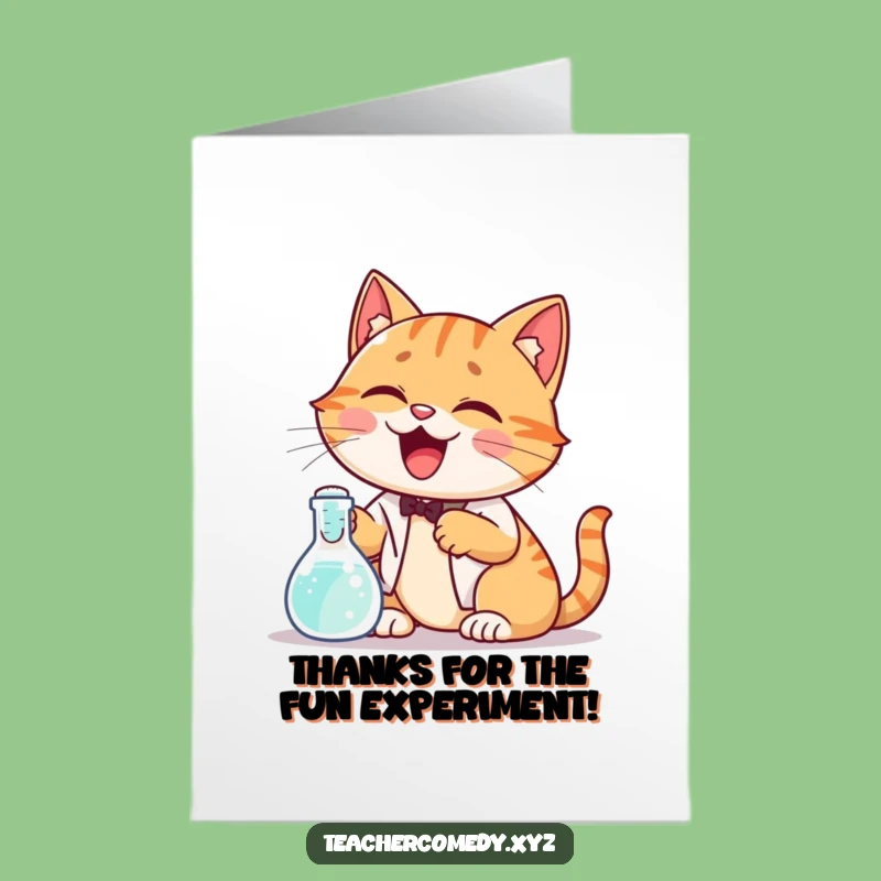 Free Printable Thank You Card: Funny Cat Science for Discoveries, a Quirky Downloadable Gift