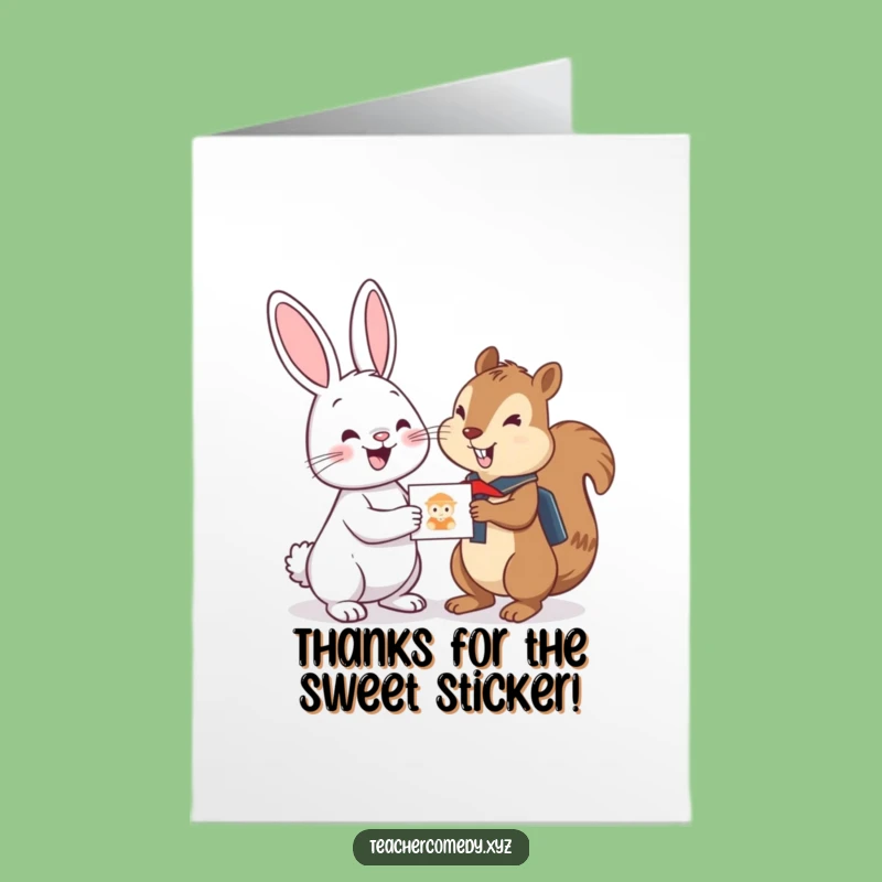 Free Printable Thank You Card: Funny Bunny Sticker for Gratitude, a Cute Downloadable Gift
