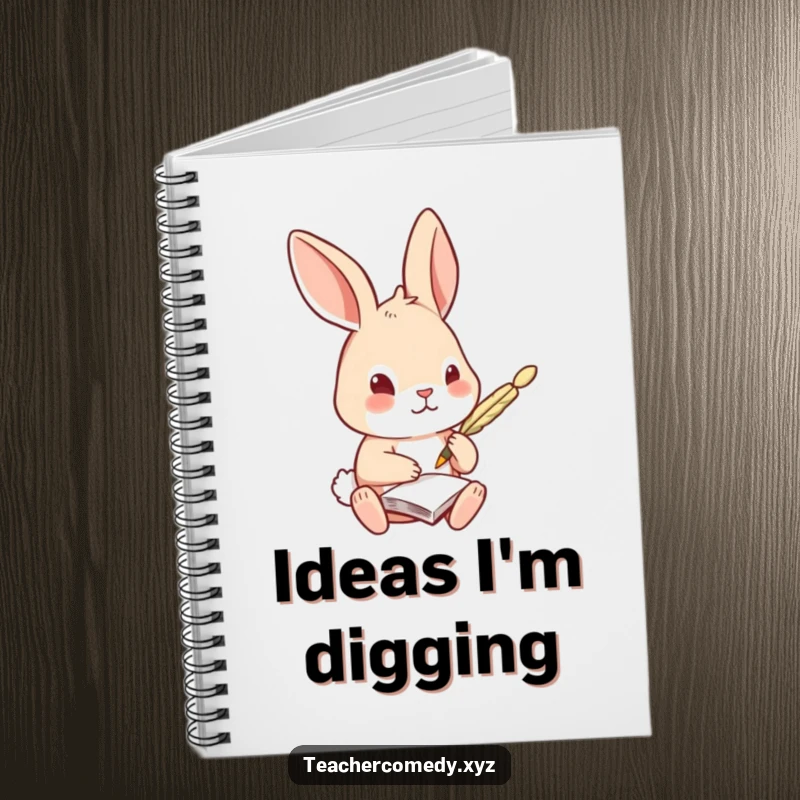 Funny Rabbit Notebook: A curious rabbit takes notes with a quill pen, a charming journal for capturing ideas and academic pursuits.