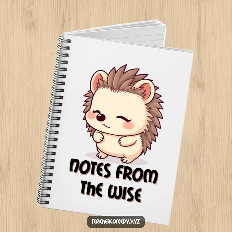 Funny Kawaii Hedgehog Notebook: A content hedgehog listens intently, perfect for capturing thoughts and ideas with funny precision.