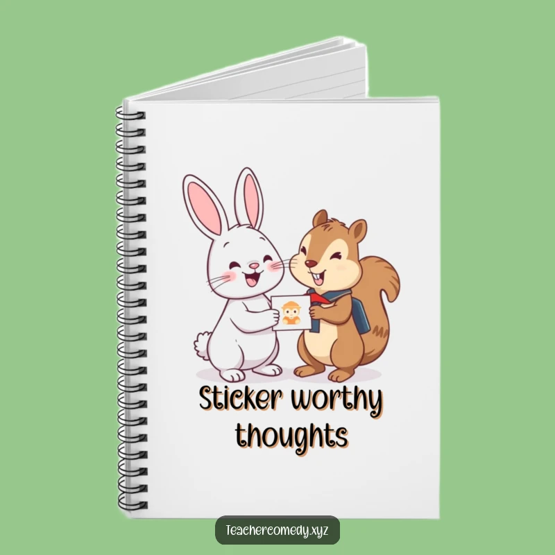 Funny Bunny Sticker Notebook: Student Squirrel's Reward Journal, Cheerful Bunny Study Notes
