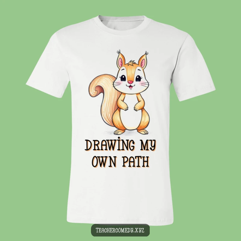 Funny Squirrel Artist T-Shirt - Playful Crayon Drawing Gift