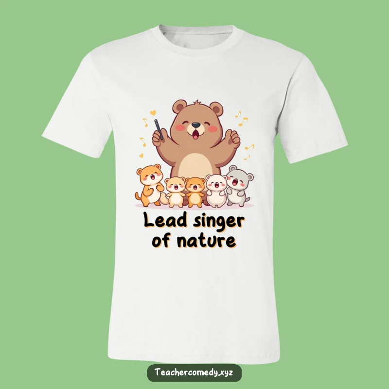Funny Bear Leading Animals T-Shirt - Wear Your Love for Music and Laughter