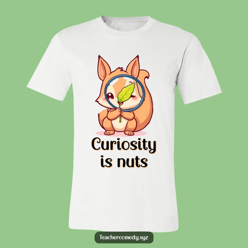 Funny Curious Squirrel Leaf T-Shirt: Explore with Glee!