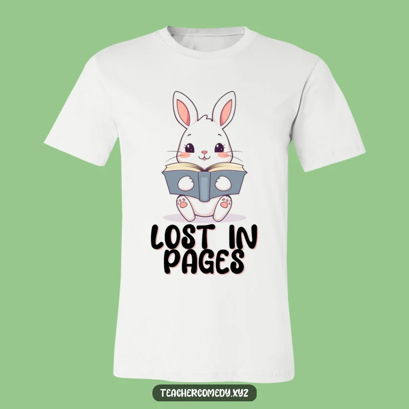Funny Kawaii Rabbit Reading T-Shirt - Hilarious Bookworm Tee for Scholars!