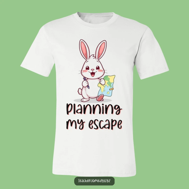 Funny Rabbit Explorer T-Shirt: Excited Map Pointer - Hilarious Wanderlust Gift!