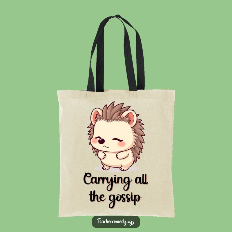 Funny Kawaii Hedgehog Tote Bag - Carry Your Essentials with Hilarious Focus!