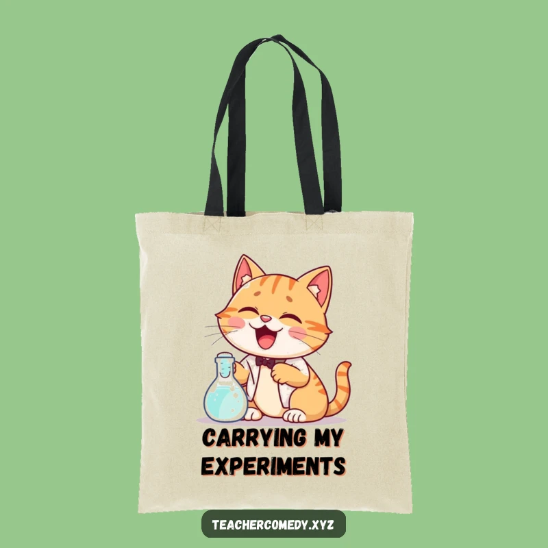 Funny Cat Science Tote Bag: Carry Your Experiments, Giggling Cat, Bubbling Beaker, Fun Accessory