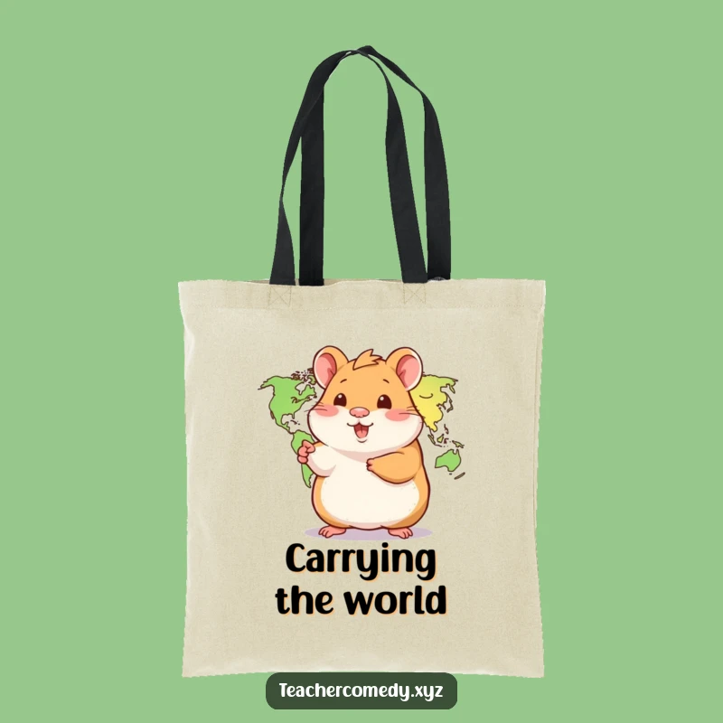 Funny Hamster World Map Tote Bag: Adventurous Pet Accessory, Perfect Funny Gift for Travelers