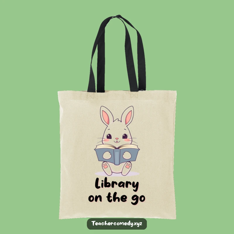 Funny Kawaii Rabbit Book Tote Bag - Carry Your Library with Cute Style!