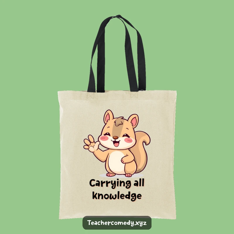Funny Kawaii Squirrel Tote Bag: Cute Animal Raising Paw, Spacious & Hilarious Carry-all