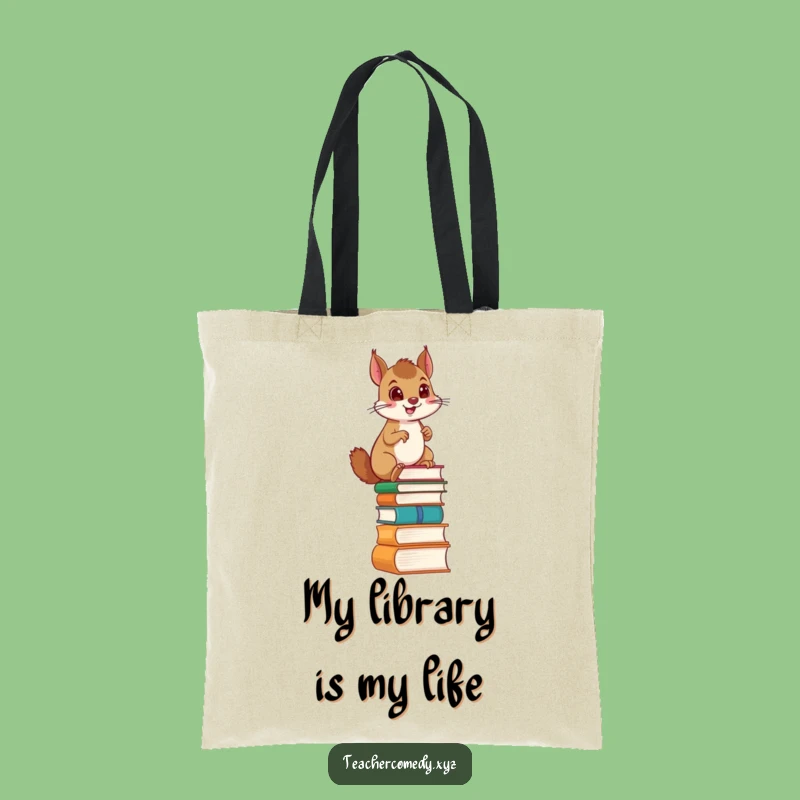 Funny Squirrel Book Carrier Tote Bag: A determined climber's proud ascent, perfect for carrying books and humor, great funny gift.