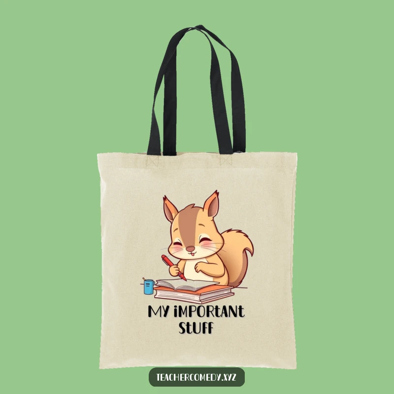 Funny Squirrel Planner Tote Bag: Diligent Grading - Practical & Hilarious Gift!